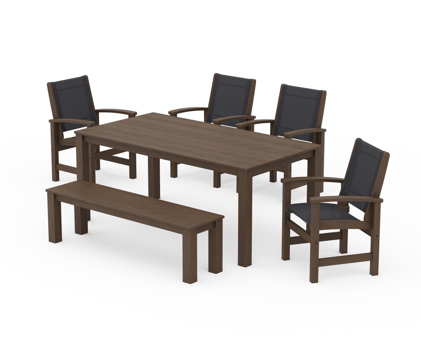 Coastal 6-Piece Parsons Dining Set with Bench