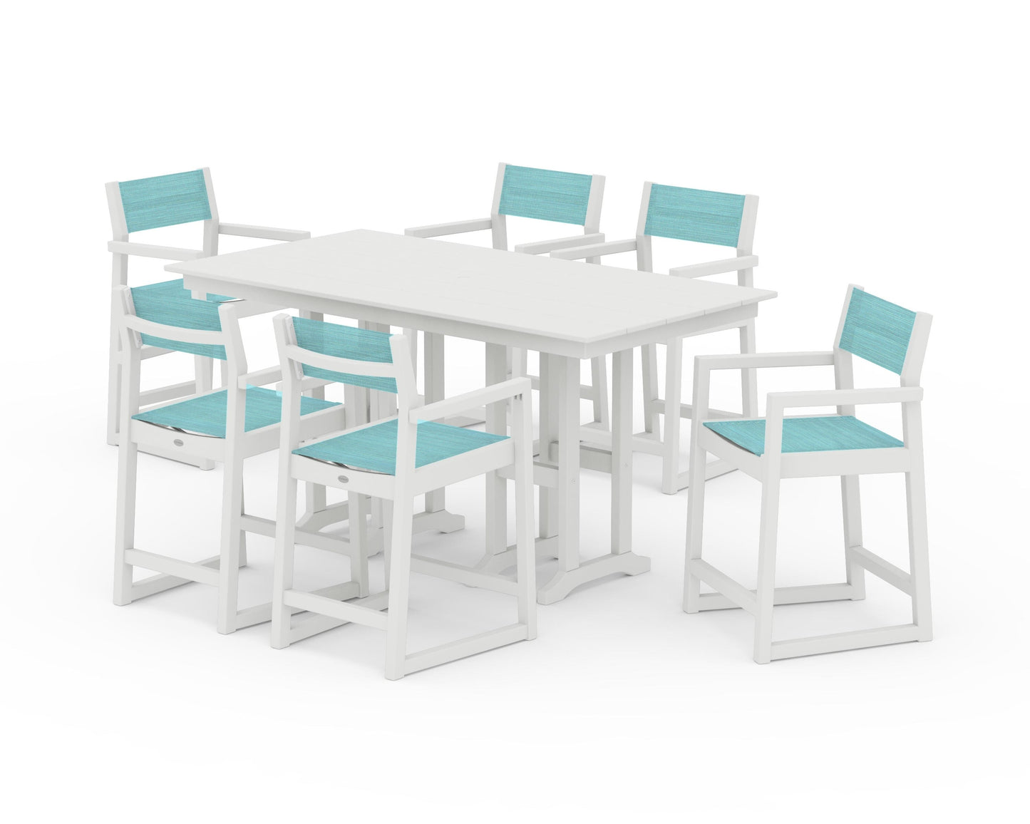 EDGE Sling Arm Chair 7-Piece Farmhouse Counter Set