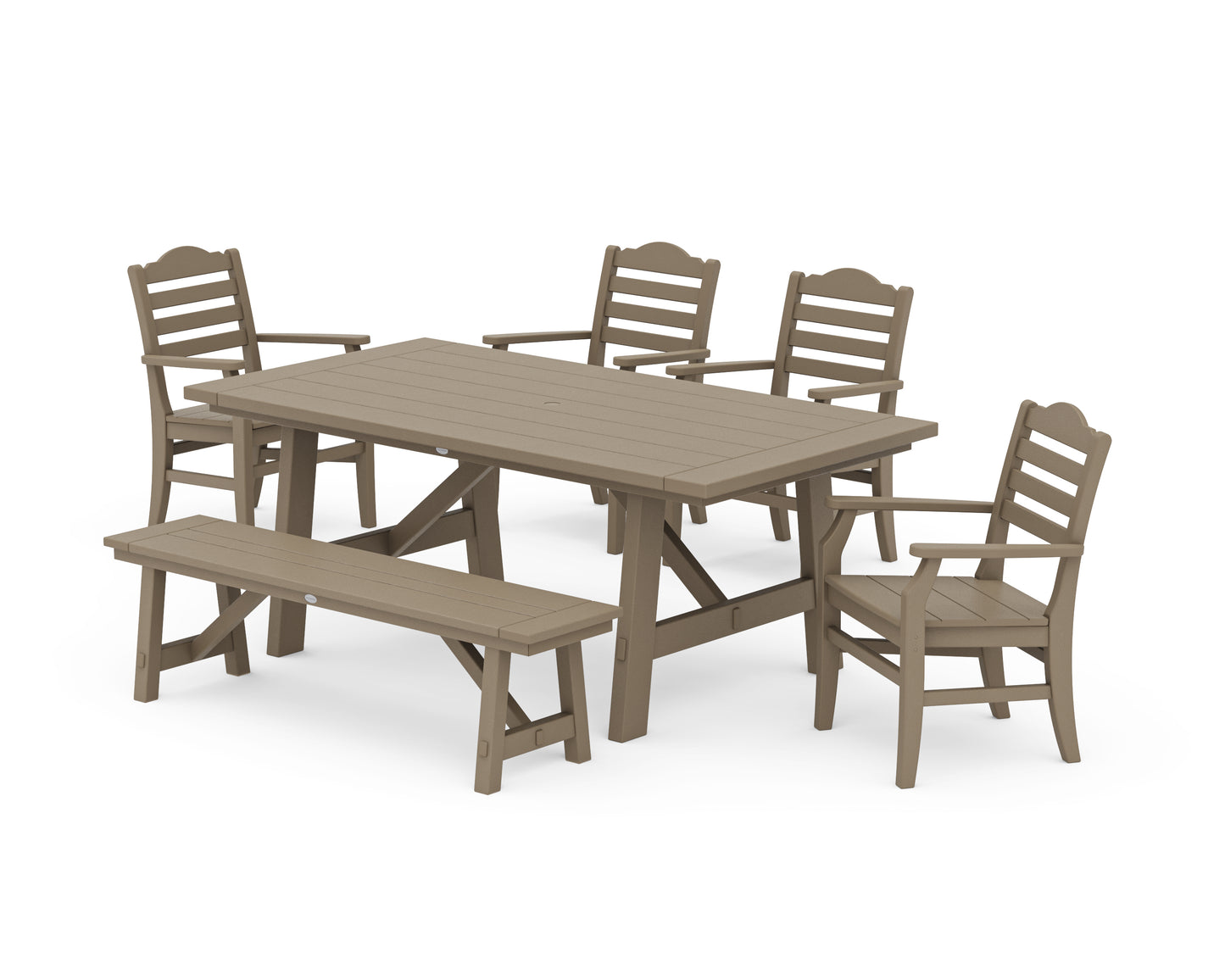 Savannah 6-Piece Rustic Farmhouse Dining Set with Bench