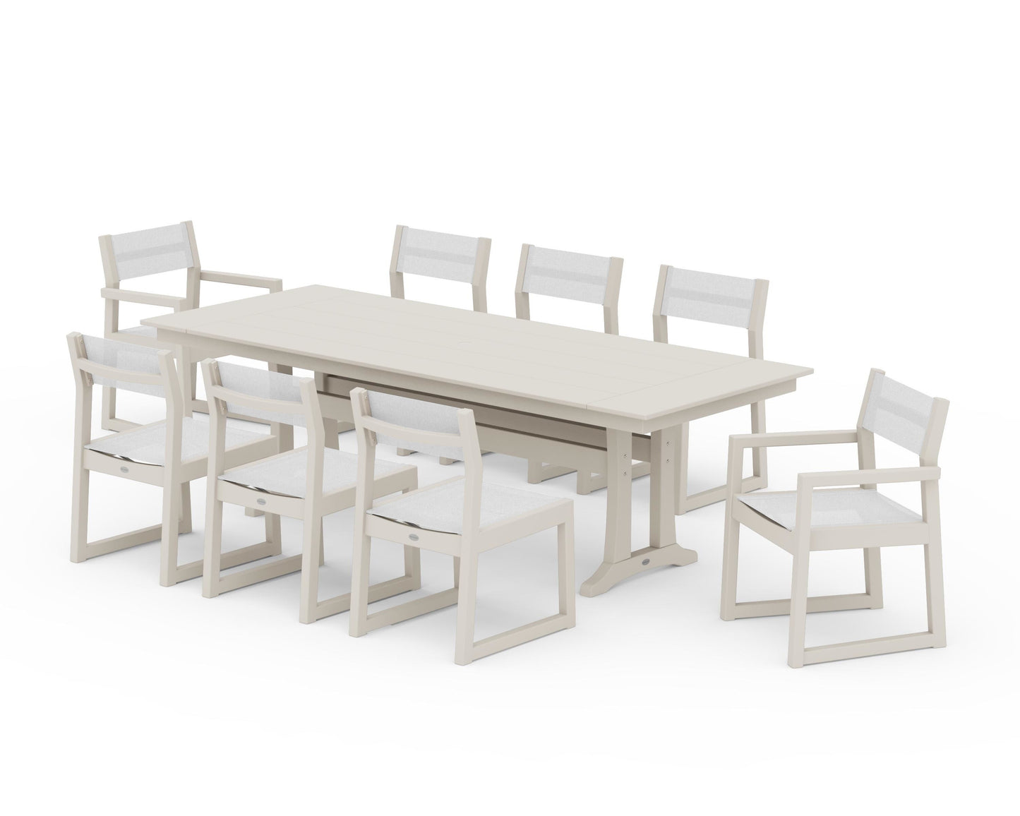 EDGE Sling 9-Piece Farmhouse Trestle Dining Set