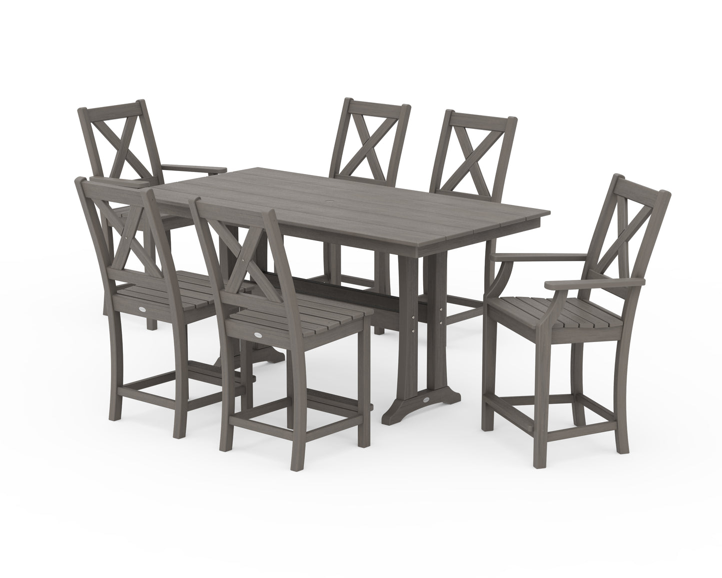 Braxton 7-Piece Farmhouse Trestle Counter Set