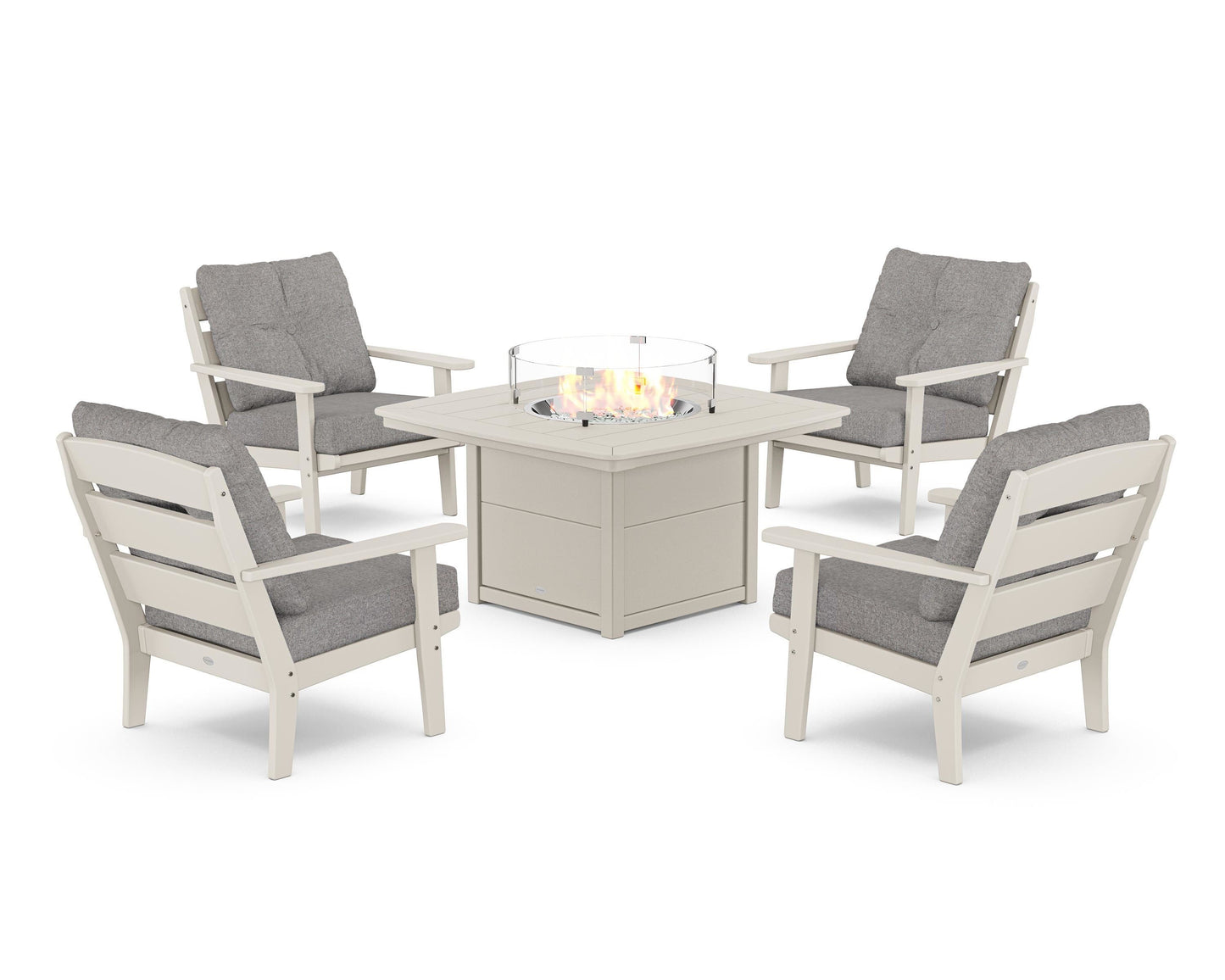 Lakeside 5-Piece Deep Seating Set with Nautical Fire Pit Table