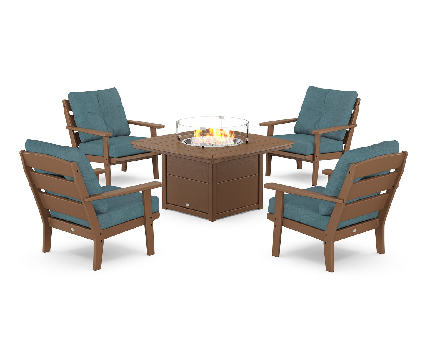 Lakeside 5-Piece Deep Seating Set with Nautical Fire Pit Table