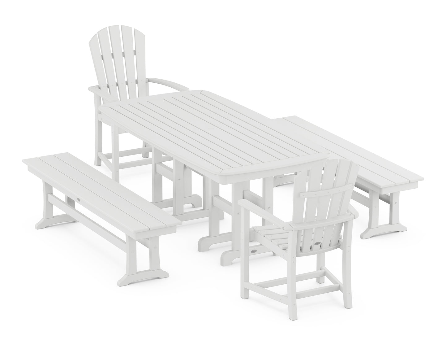 Palm Coast 5-Piece Dining Set with Benches