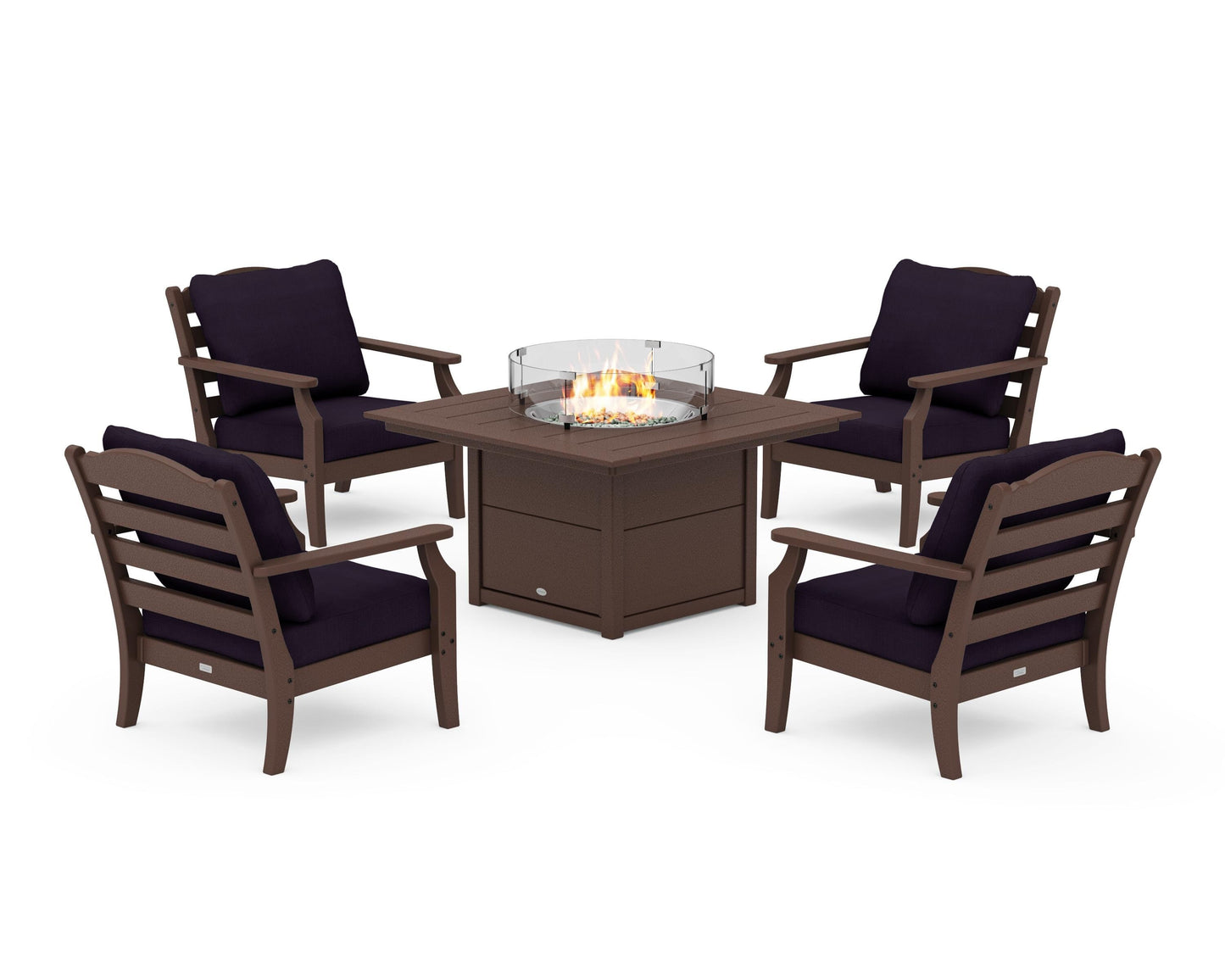 Savannah 5-Piece Deep Seating Set with Fire Pit Table