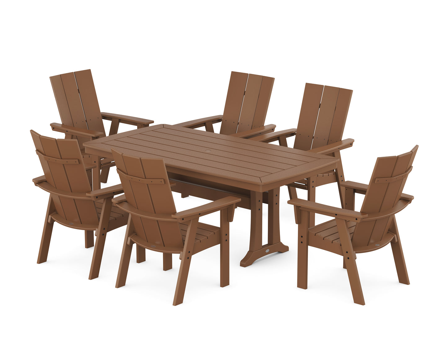 Modern Curveback Adirondack 7-Piece Dining Set with Trestle Legs