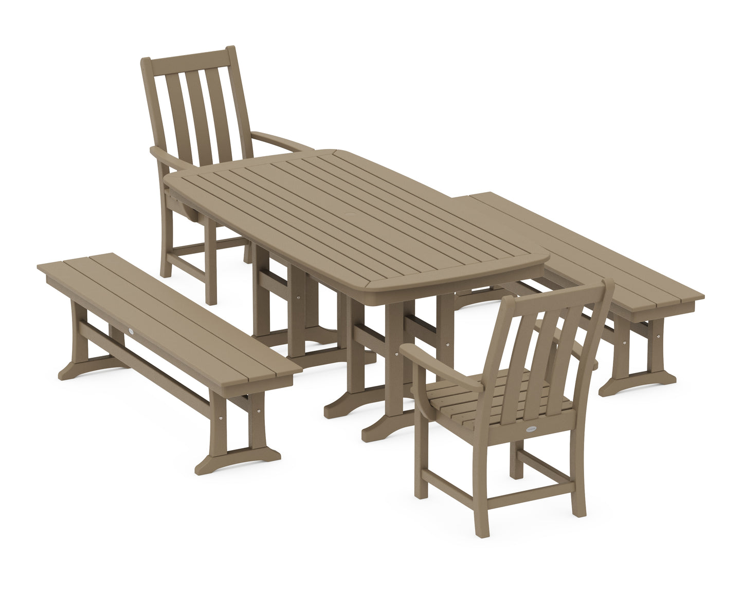 Vineyard 5-Piece Dining Set with Benches