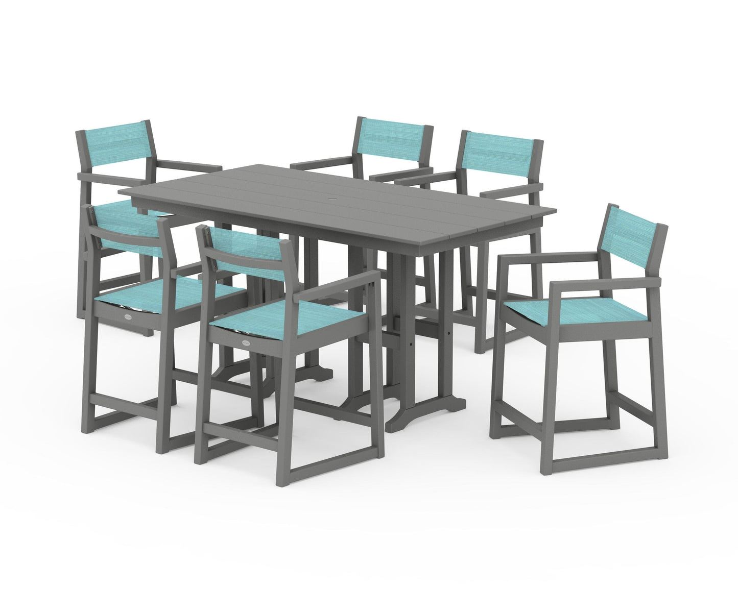 EDGE Sling Arm Chair 7-Piece Farmhouse Counter Set