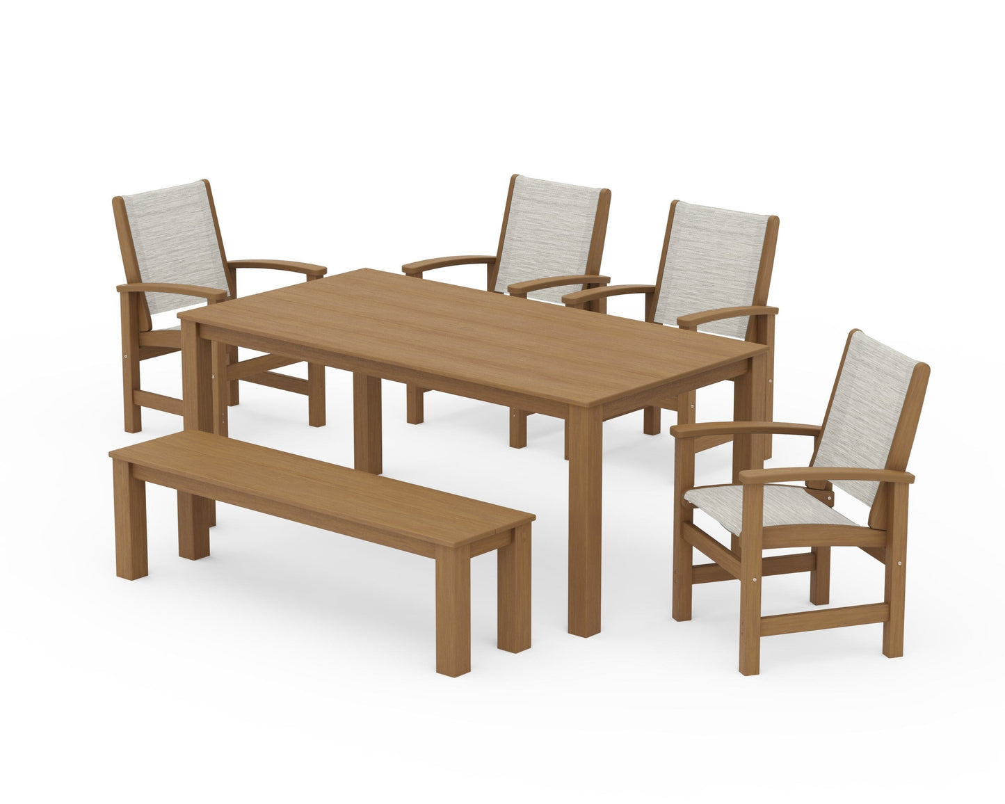 Coastal 6-Piece Parsons Dining Set with Bench