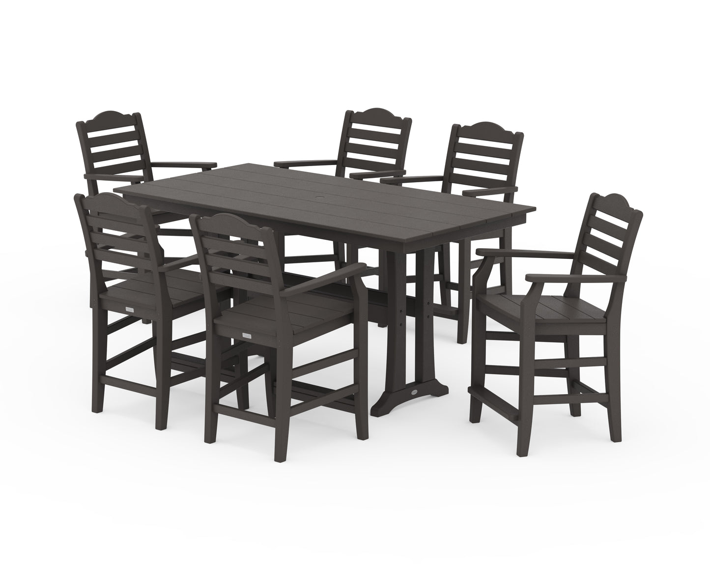 Savannah Arm Chair 7-Piece Farmhouse Counter Set with Trestle Legs