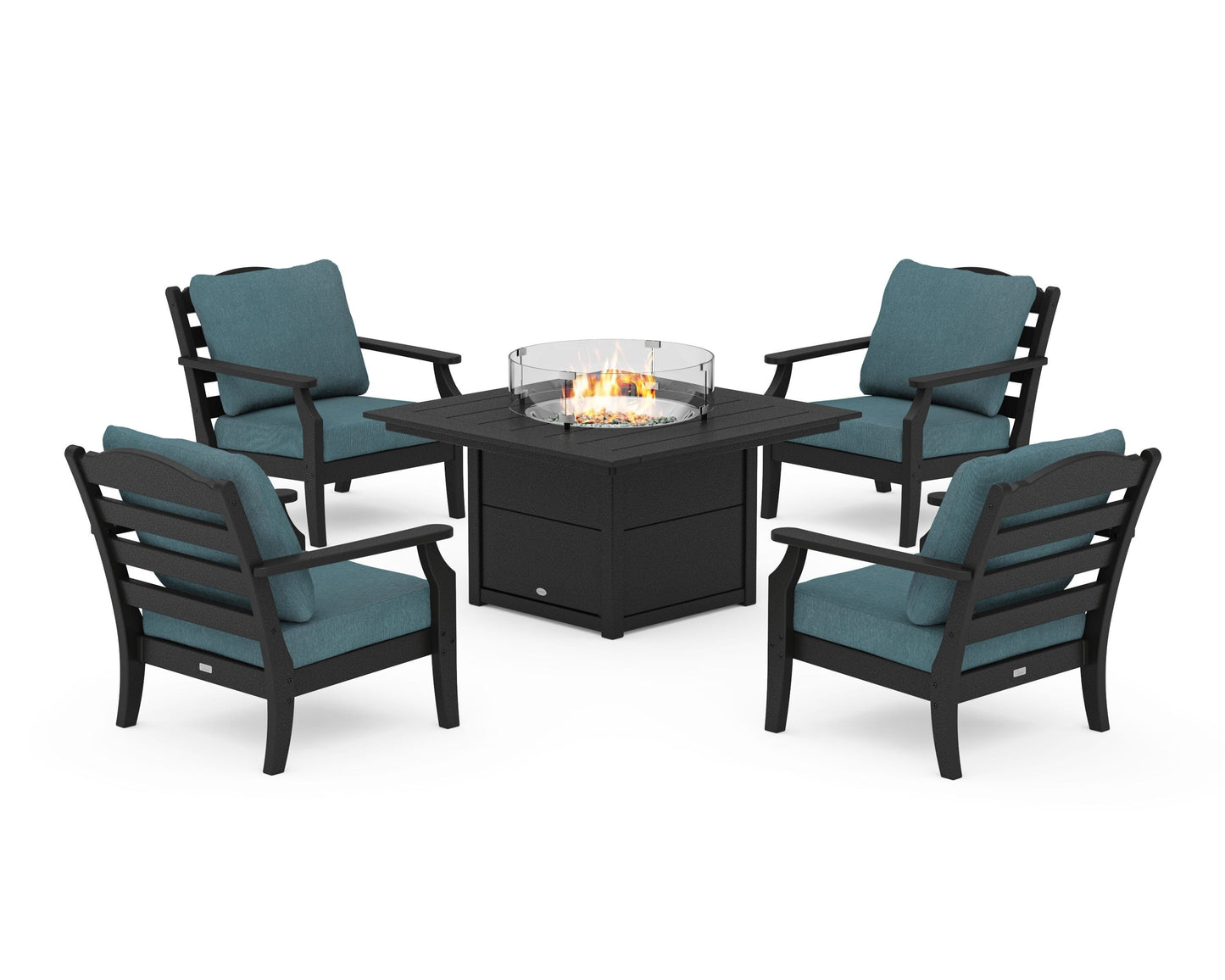 Savannah 5-Piece Deep Seating Set with Fire Pit Table