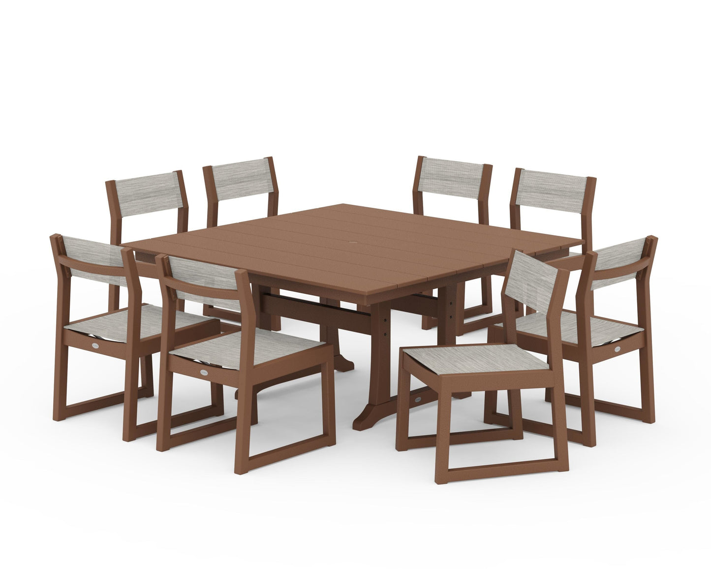 EDGE Sling Side Chair 9-Piece Farmhouse Trestle Dining Set