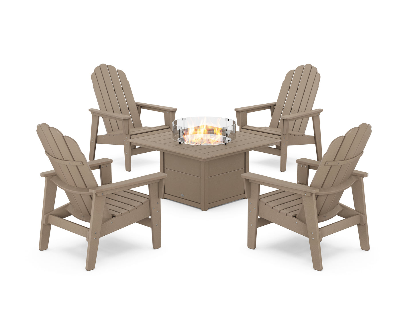 5-Piece Vineyard Grand Upright Adirondack Conversation Set with Fire Pit Table