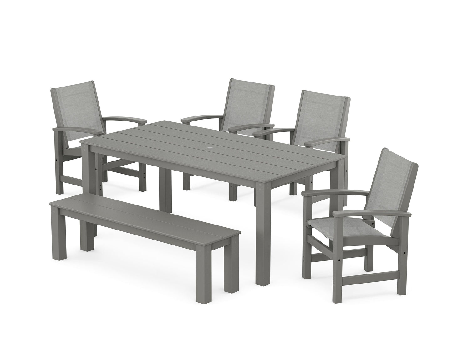 Coastal 6-Piece Parsons Dining Set with Bench