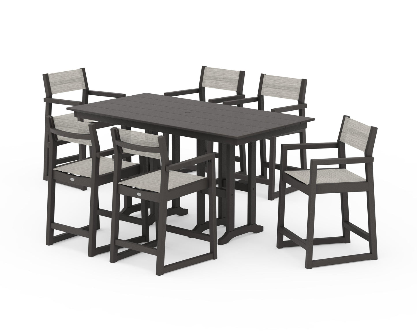 EDGE Sling Arm Chair 7-Piece Farmhouse Counter Set