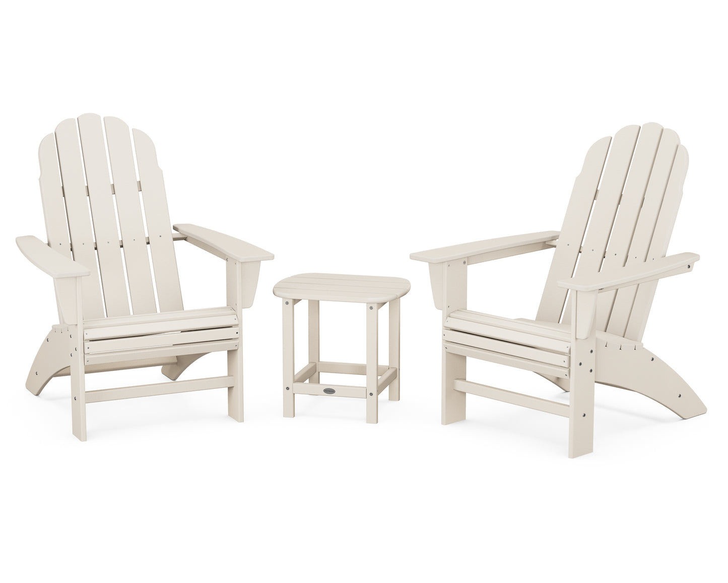 Vineyard 3-Piece Curveback Adirondack Set with South Beach 18" Side Table