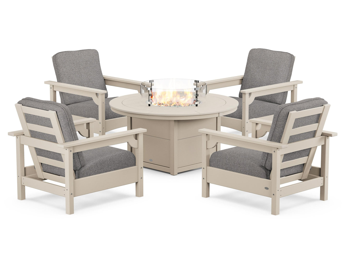 Club 5-Piece Conversation Set with Fire Pit Table
