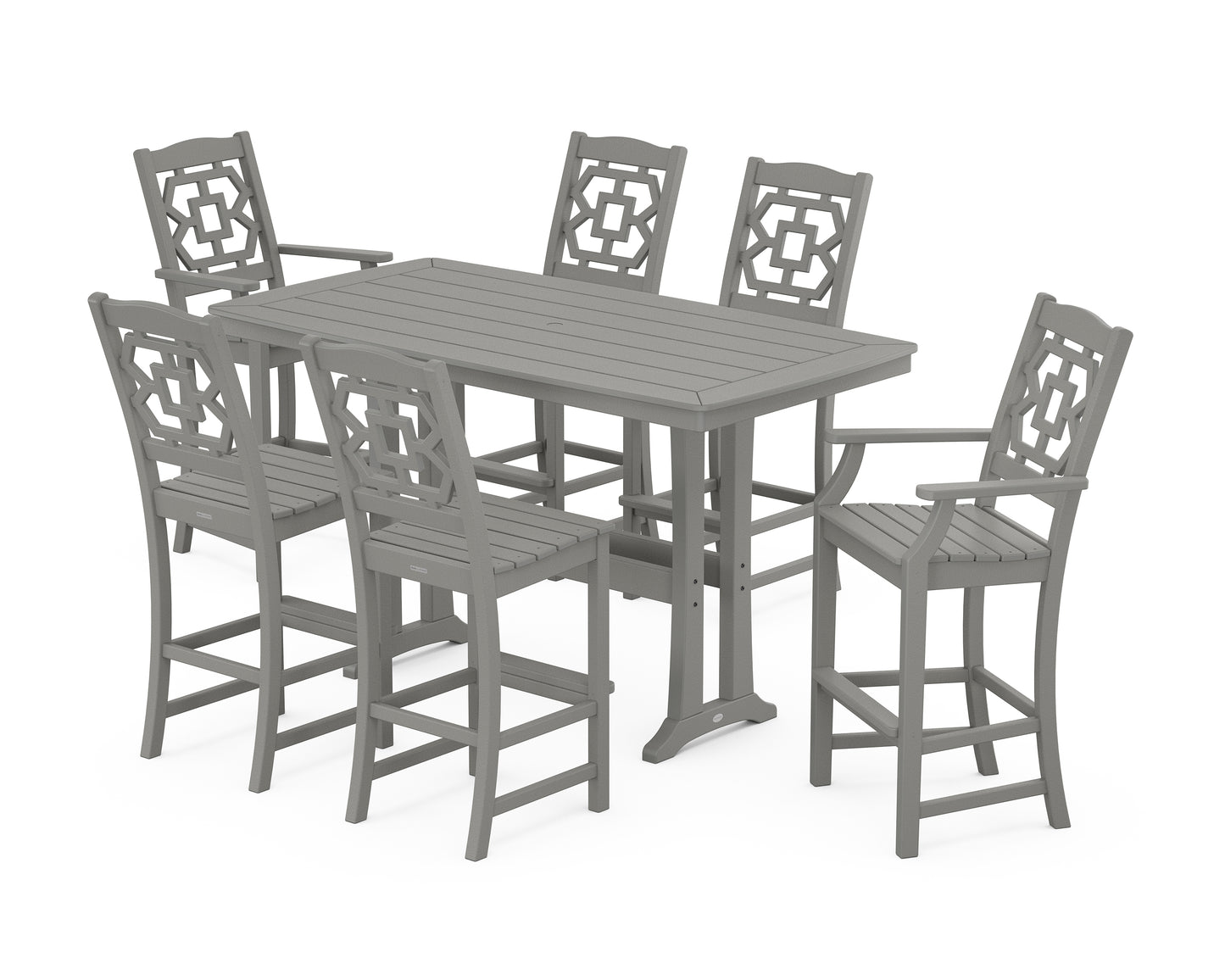 Chinoiserie 7-Piece Bar Set with Trestle Legs