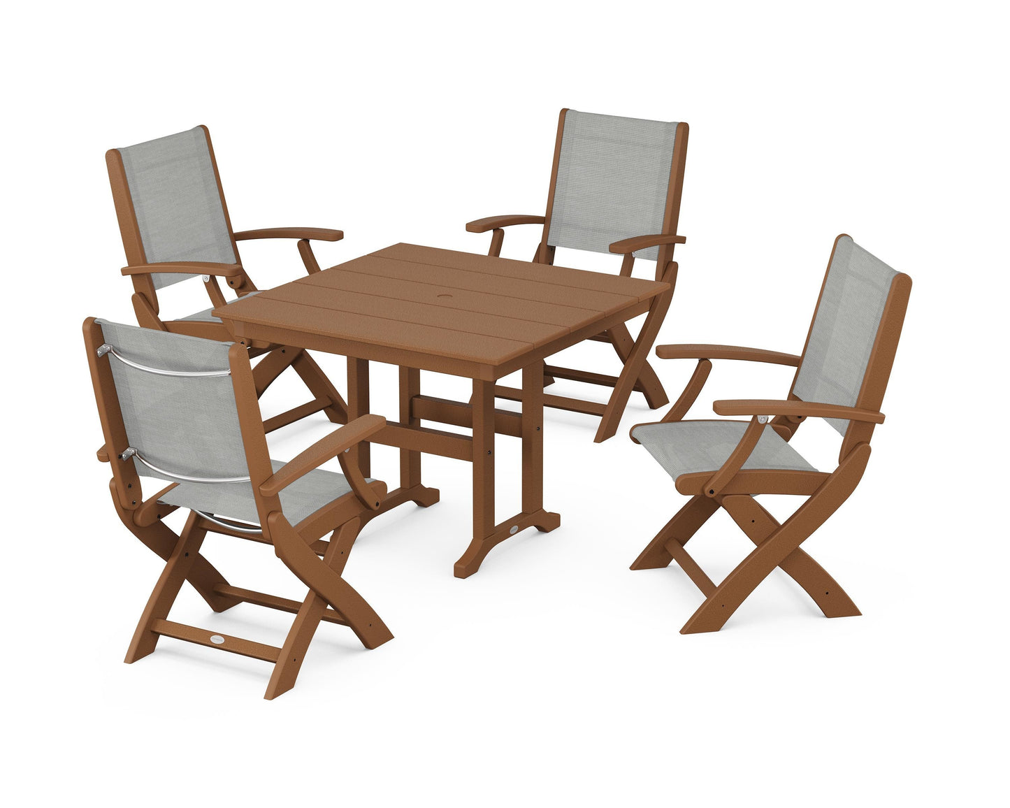 Coastal Folding Chair 5-Piece Farmhouse Dining Set