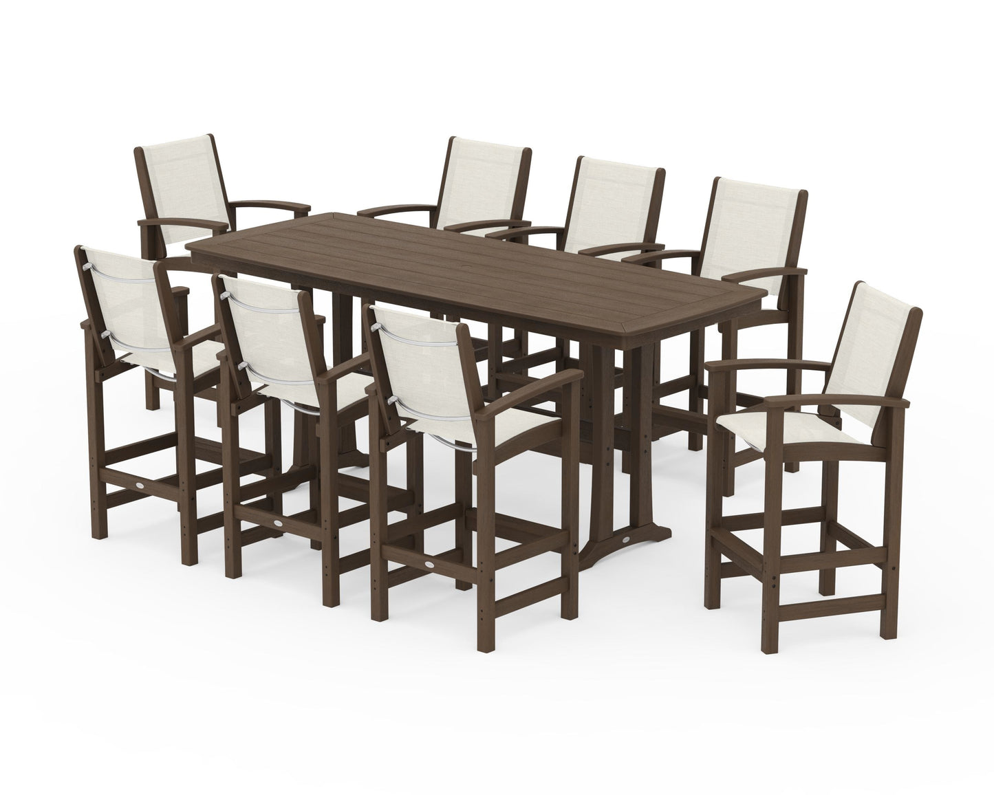 Coastal 9-Piece Bar Set with Trestle Legs