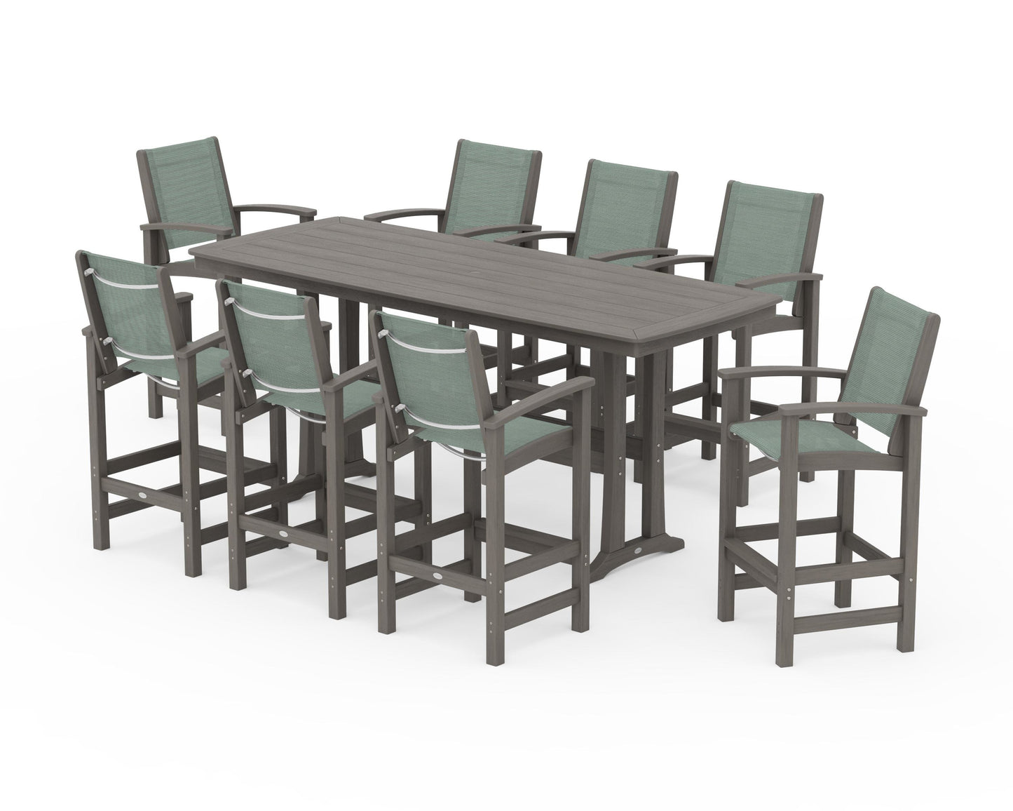 Coastal 9-Piece Bar Set with Trestle Legs