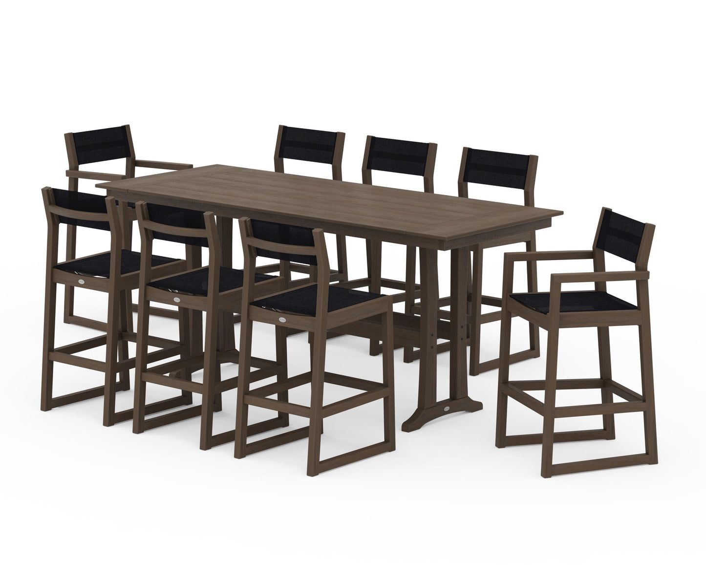 EDGE Sling 9-Piece Farmhouse Bar Set with Trestle Legs