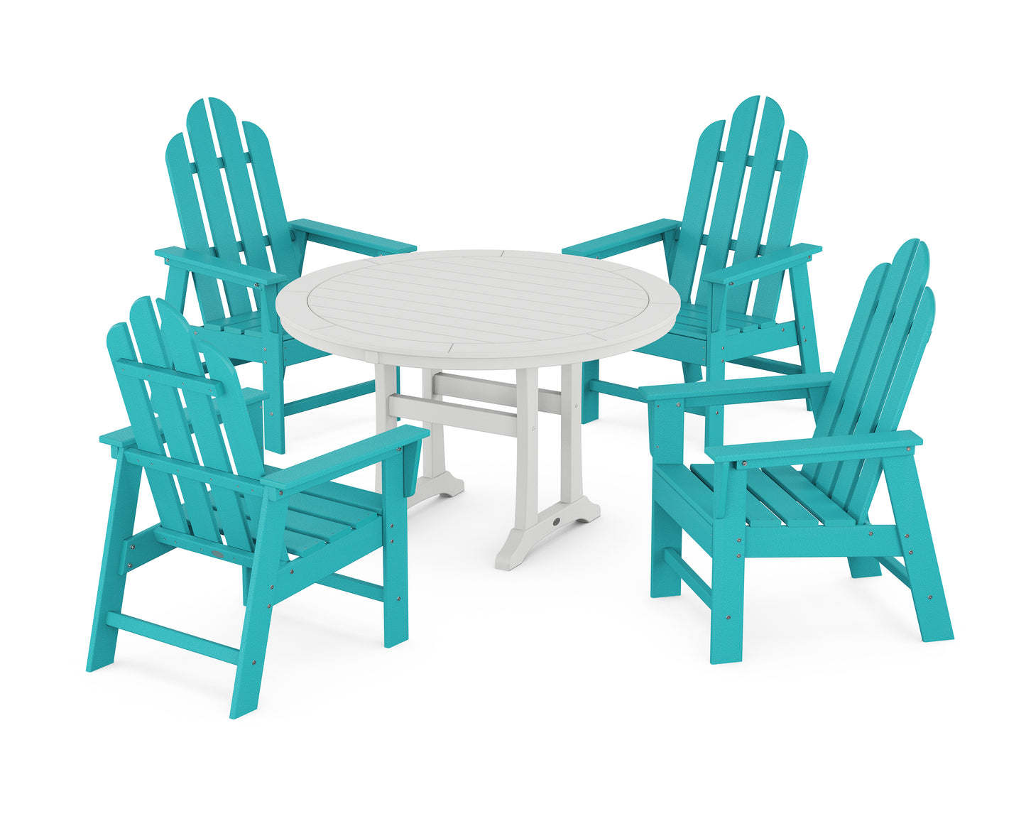 Long Island 5-Piece Round Dining Set with Trestle Legs