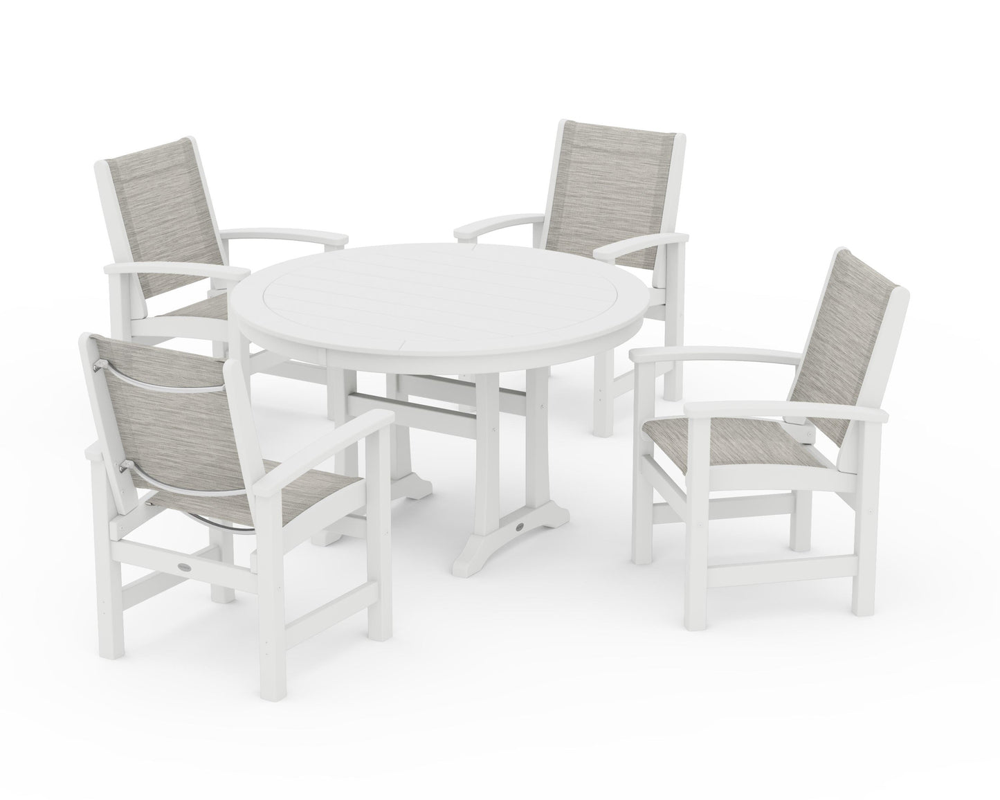 Coastal 5-Piece Round Dining Set with Trestle Legs