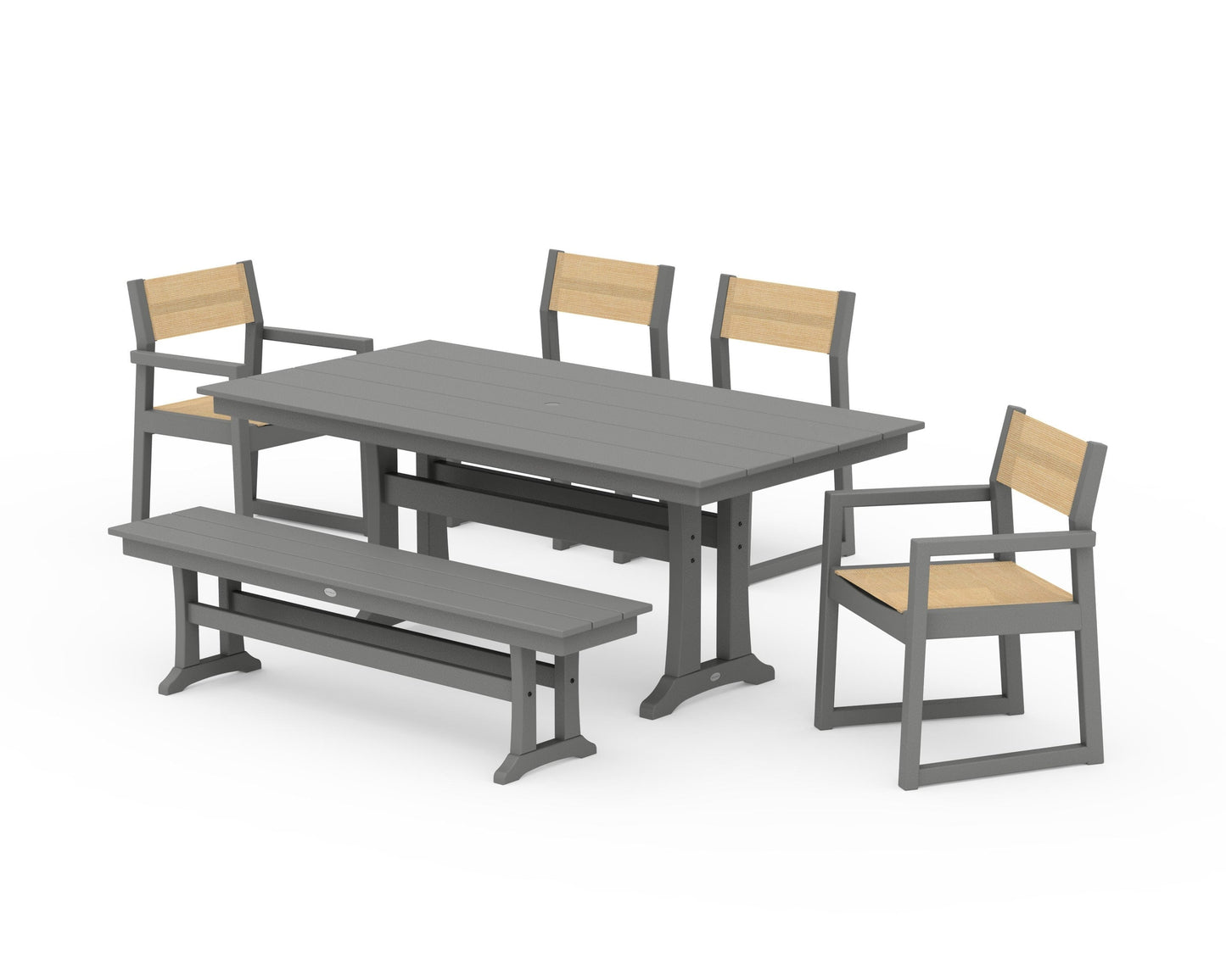 EDGE Sling 6-Piece Farmhouse Dining Set With Trestle Legs