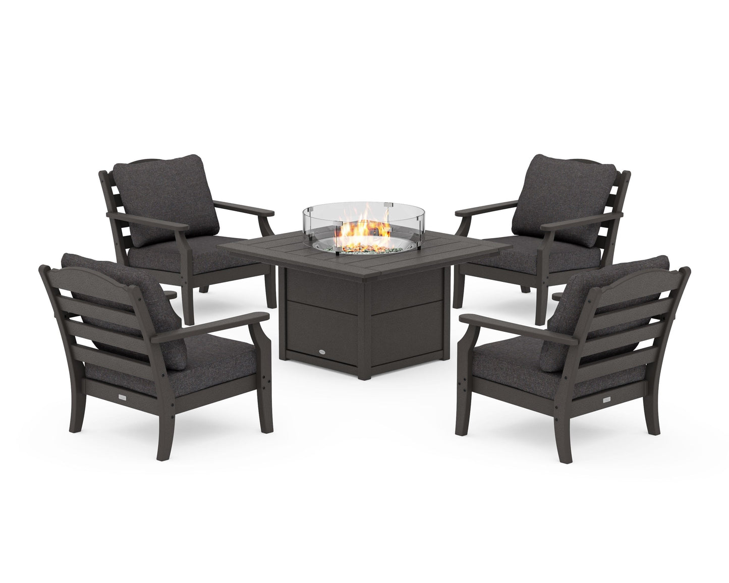 Savannah 5-Piece Deep Seating Set with Fire Pit Table