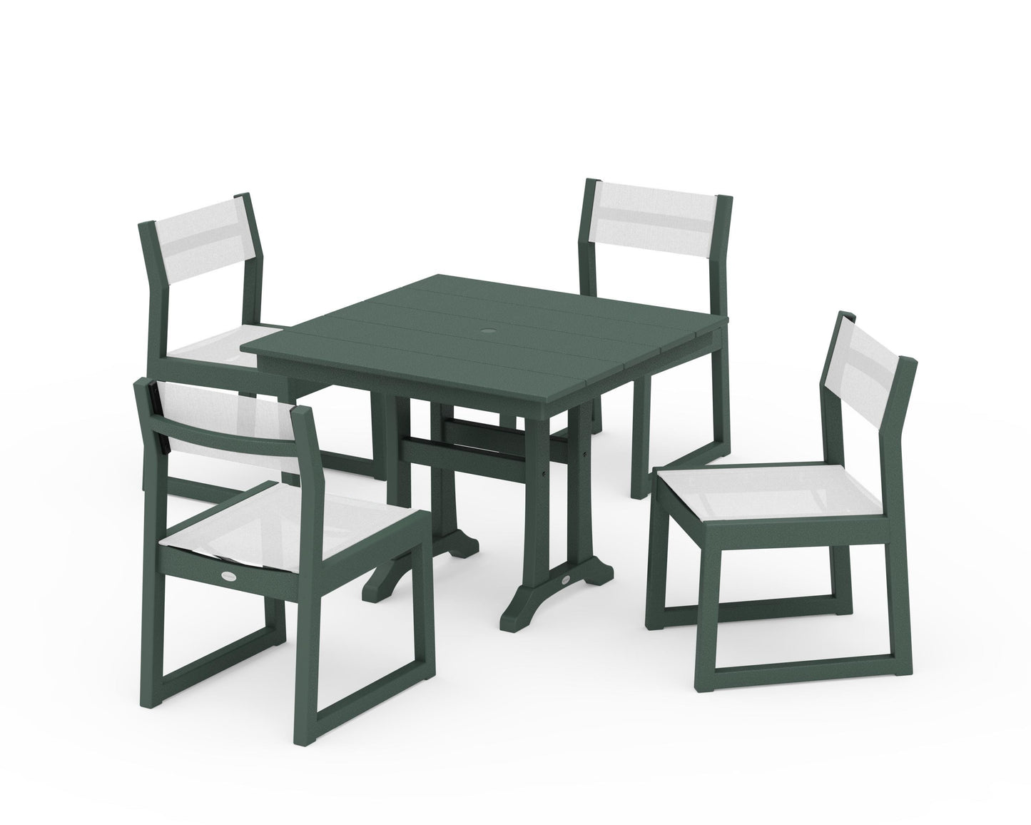 EDGE Sling 5-Piece Farmhouse Trestle Side Chair Dining Set