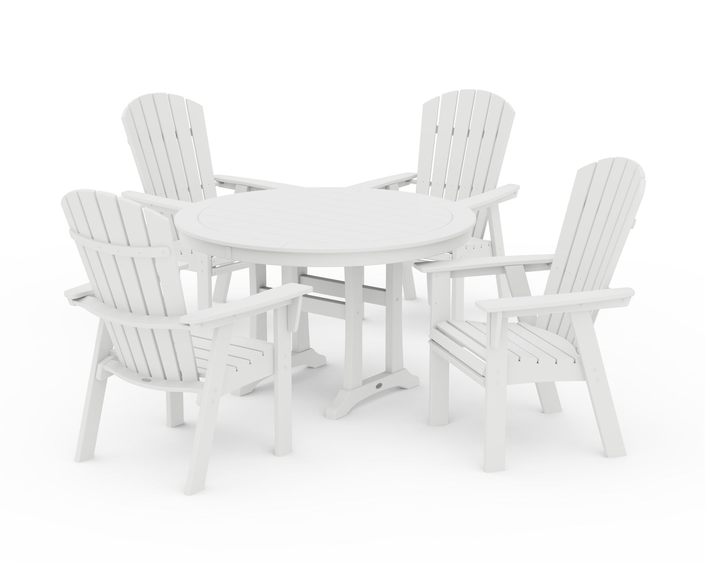 Nautical Curveback Adirondack 5-Piece Round Dining Set with Trestle Legs