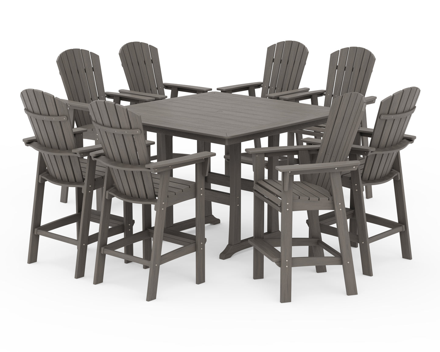 Nautical Curveback Adirondack 9-Piece Trestle Bar Set