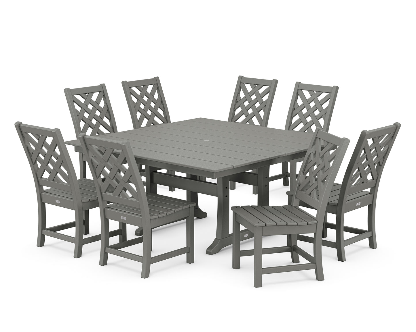 Wovendale Side Chair 9-Piece Square Farmhouse Dining Set with Trestle Legs