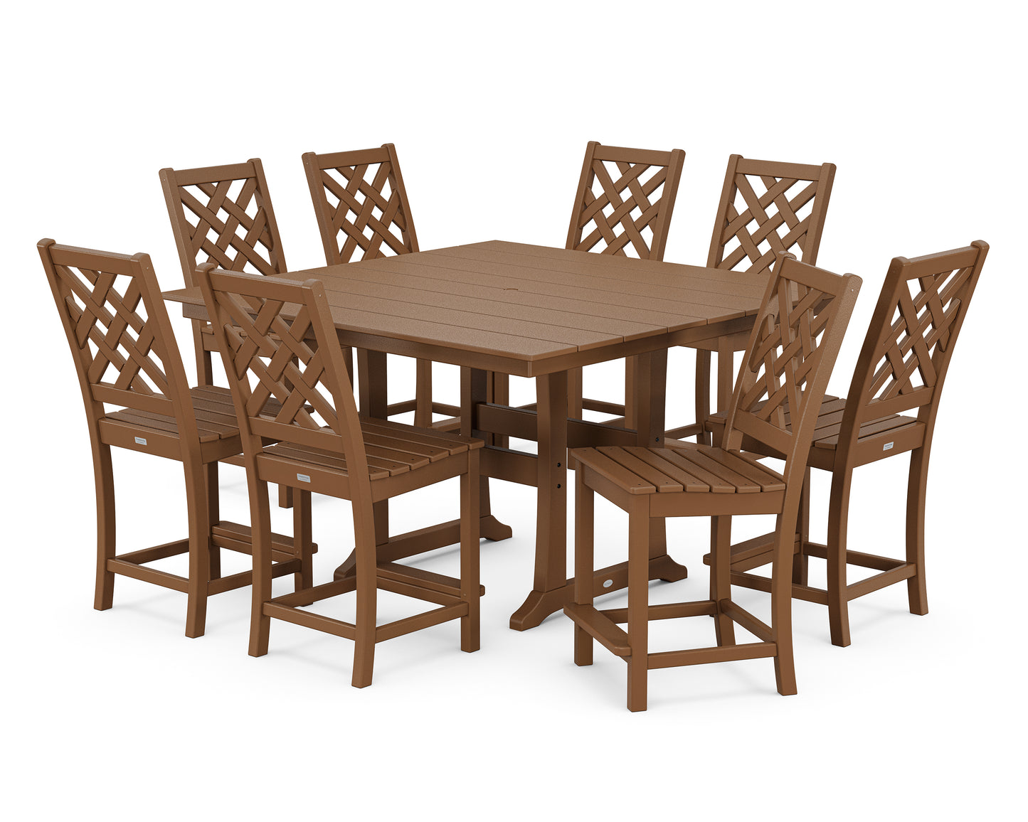 Wovendale Side Chair 9-Piece Square Farmhouse Counter Set with Trestle Legs