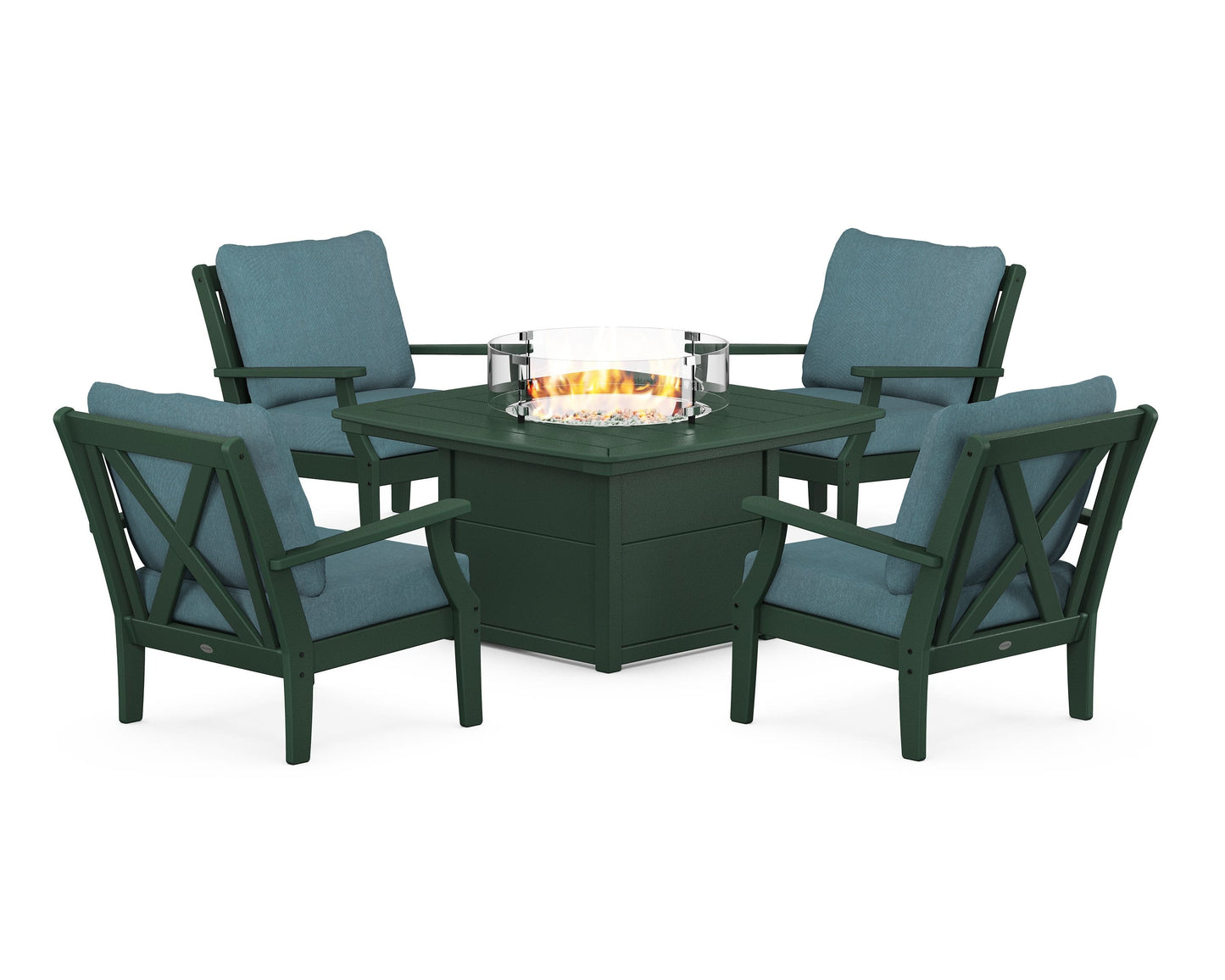 Braxton 5-Piece Deep Seating Conversation Set with Fire Pit Table