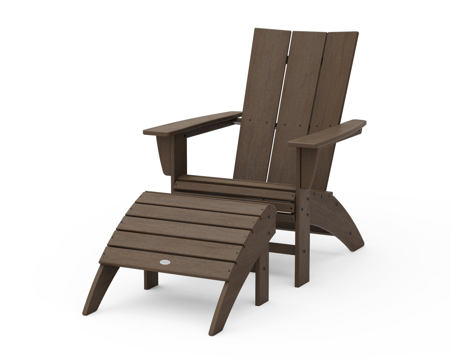 Modern Curveback Adirondack Chair 2-Piece Set with Ottoman