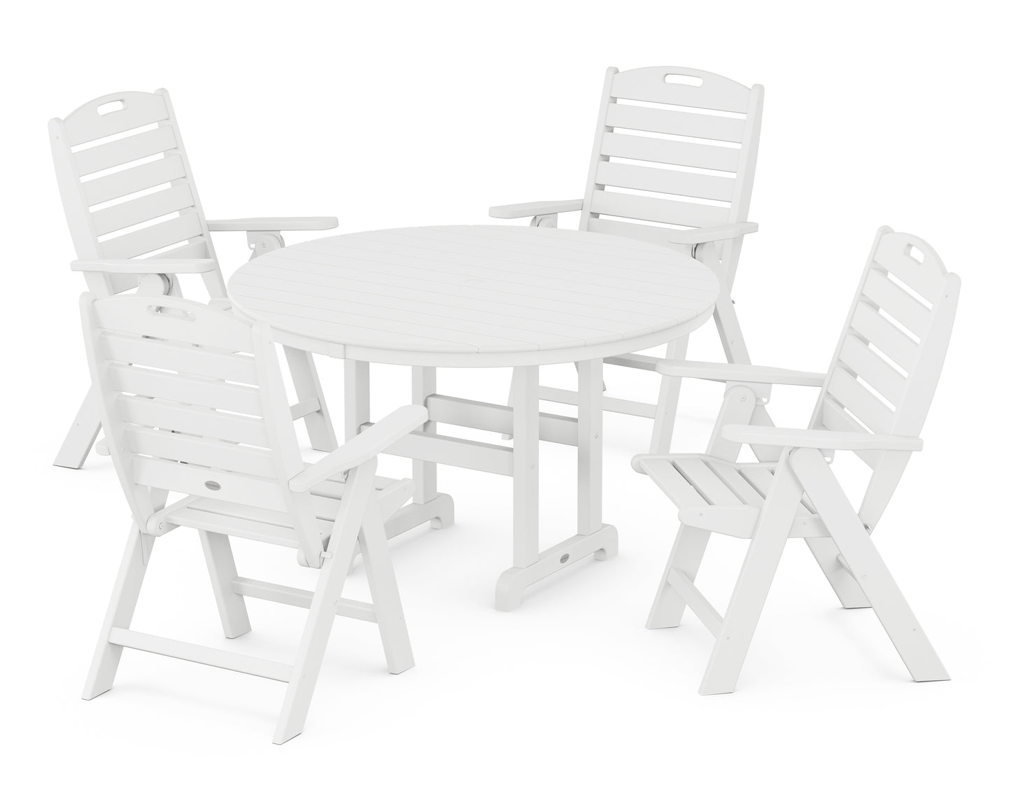 Nautical Folding Chair 5-Piece Round Farmhouse Dining Set