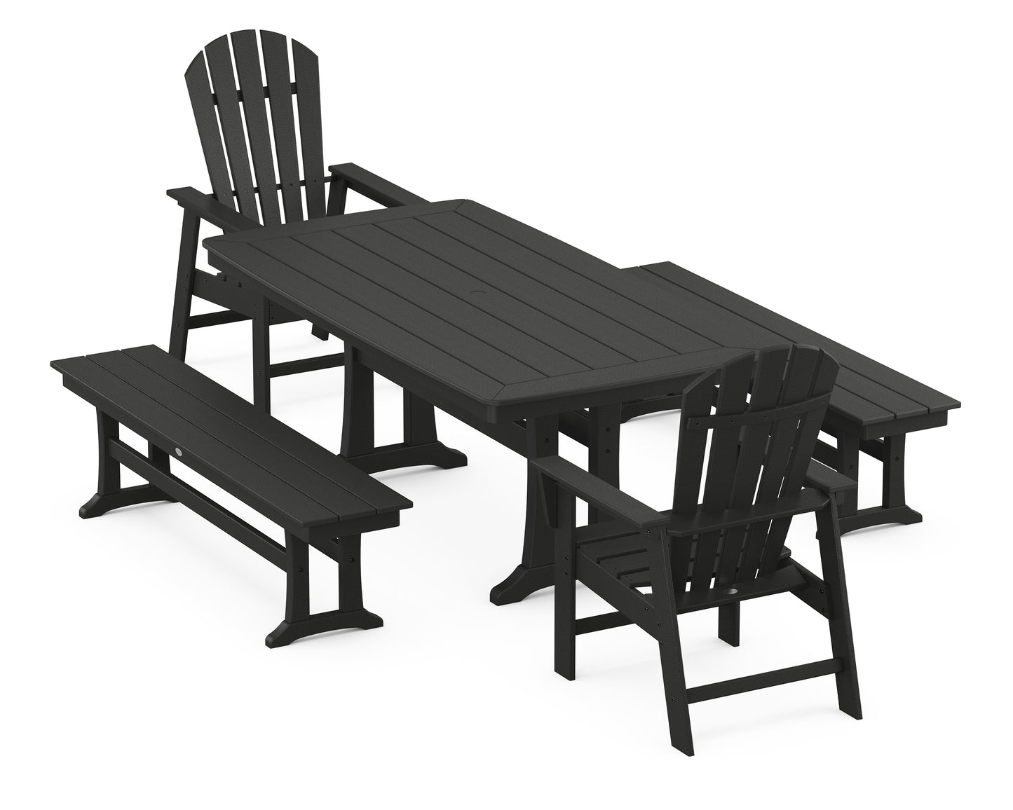 South Beach 5-Piece Dining Set with Trestle Legs