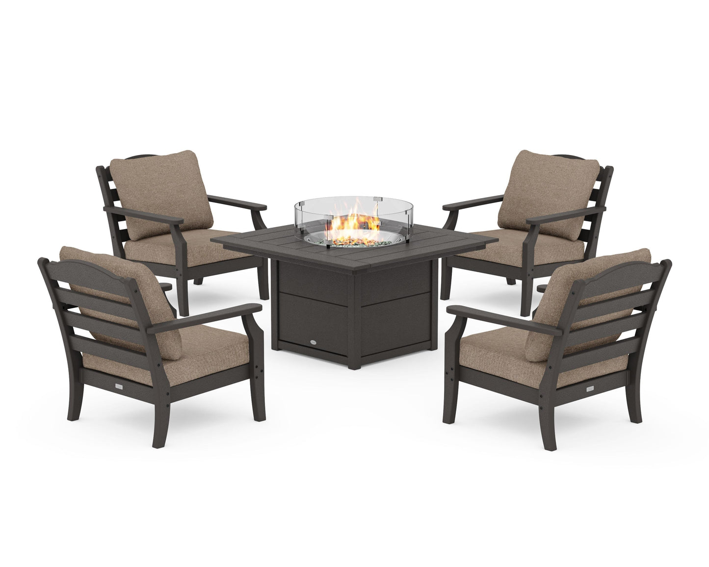 Savannah 5-Piece Deep Seating Set with Fire Pit Table