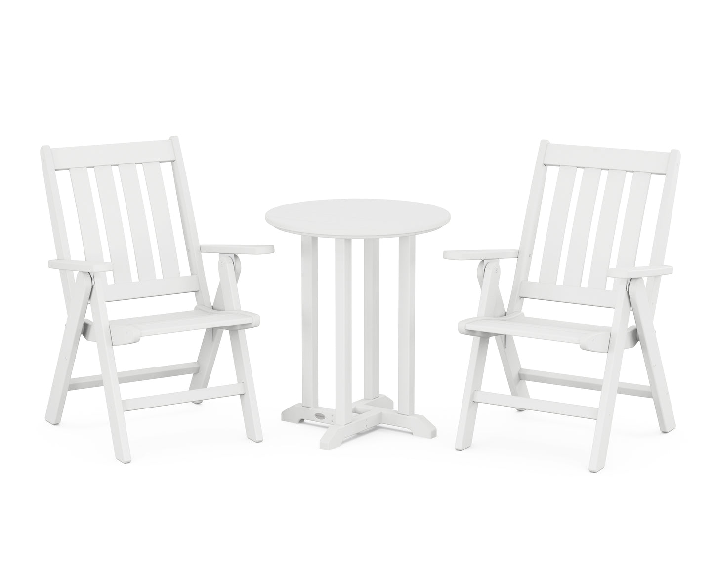 Vineyard Folding Chair 3-Piece Round Dining Set