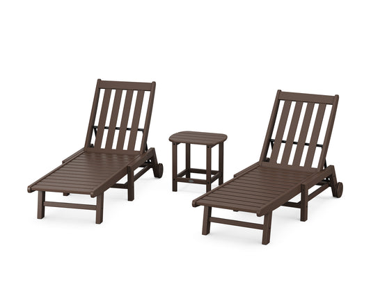 Vineyard 3-Piece Chaise with Wheels Set