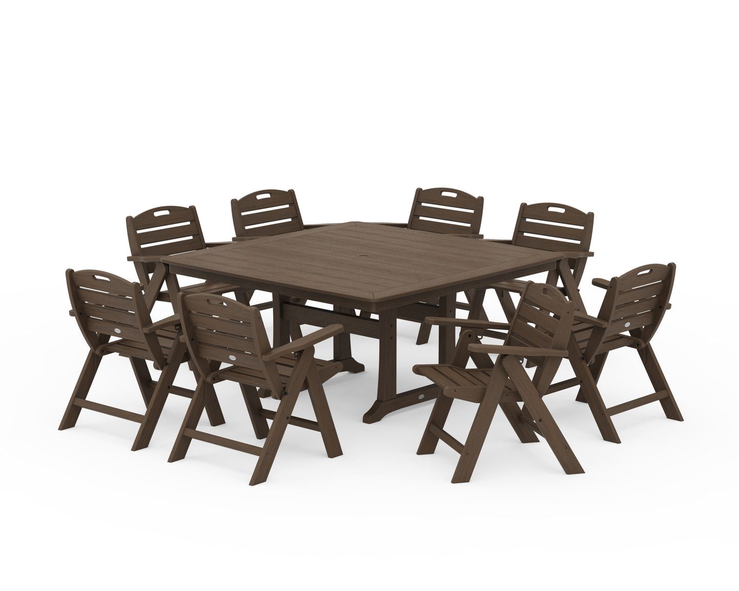 Nautical Lowback 9-Piece Square Dining Set with Trestle Legs