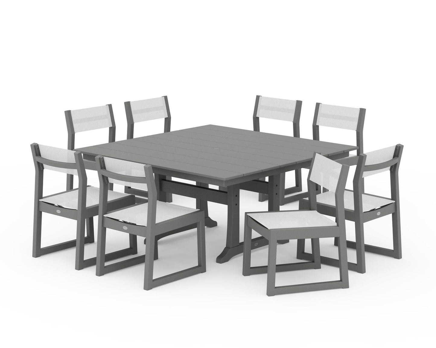 EDGE Sling Side Chair 9-Piece Farmhouse Trestle Dining Set