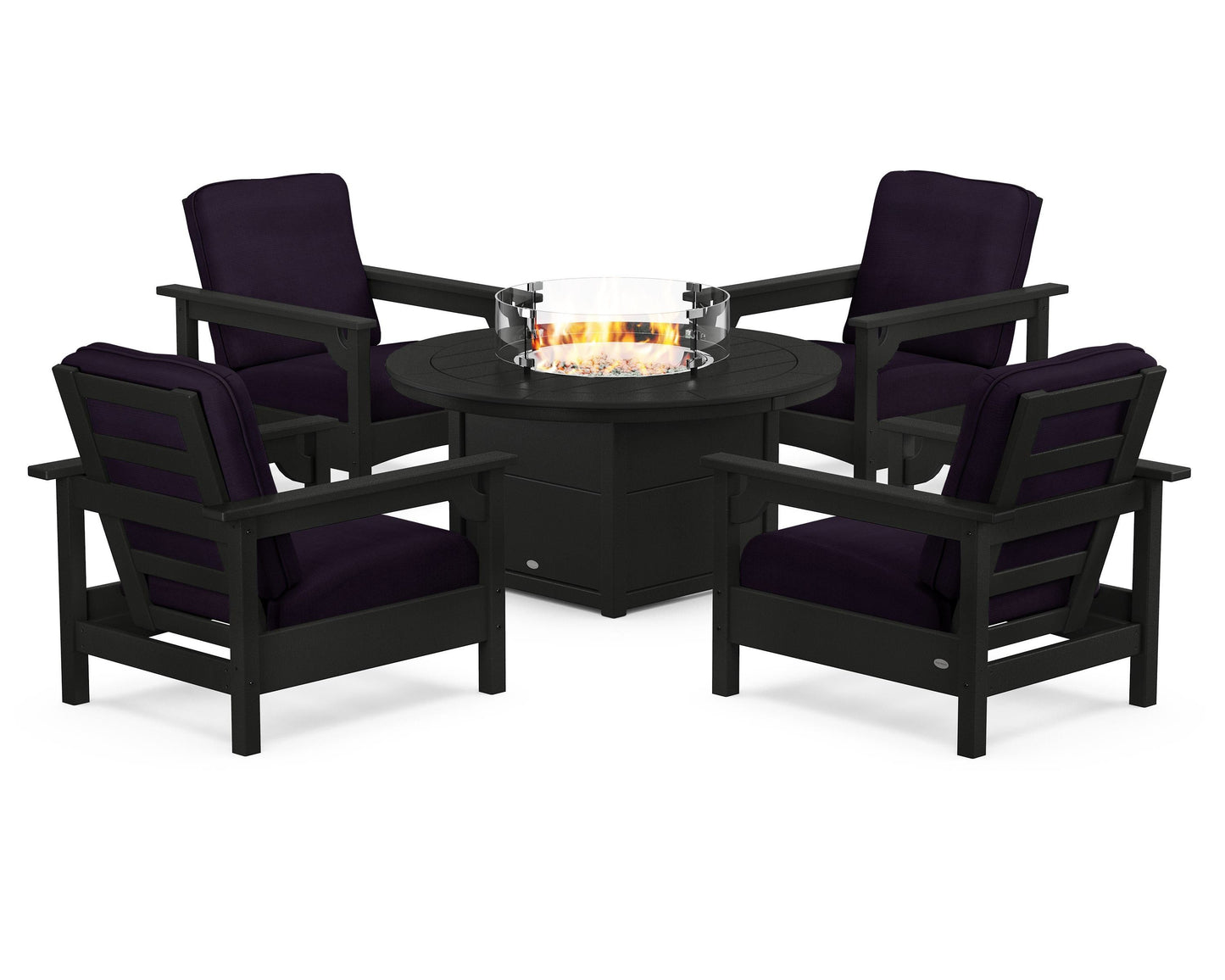 Club 5-Piece Conversation Set with Fire Pit Table