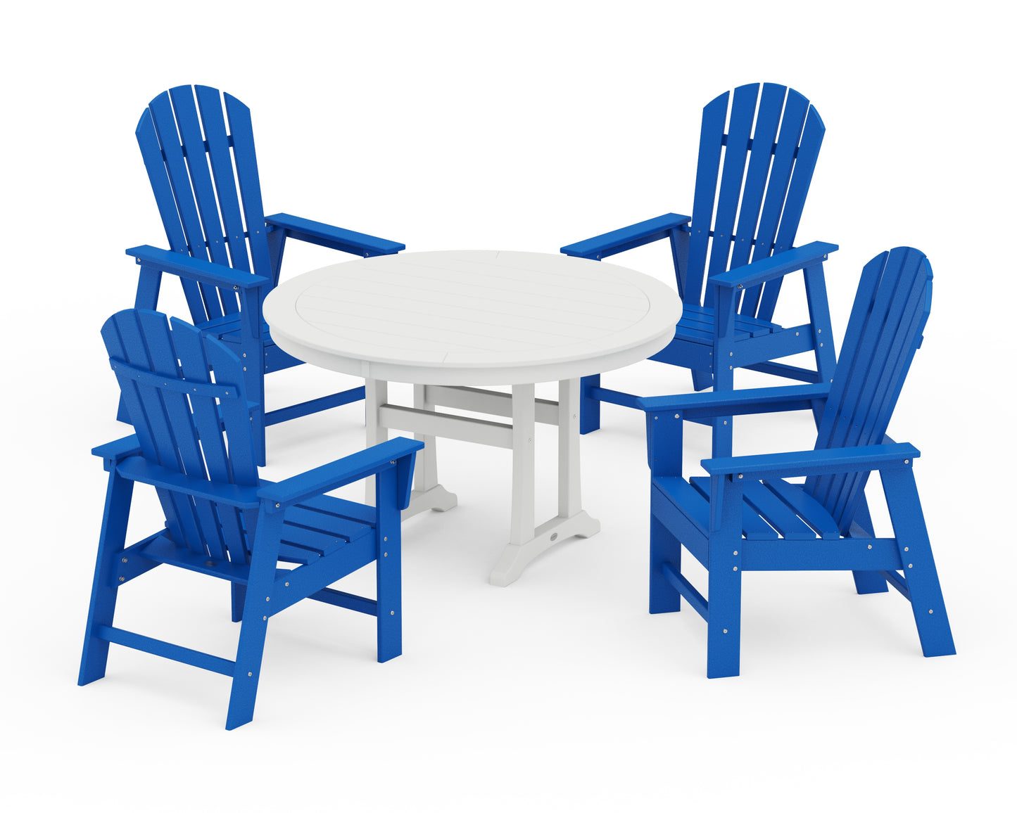 South Beach 5-Piece Round Dining Set with Trestle Legs