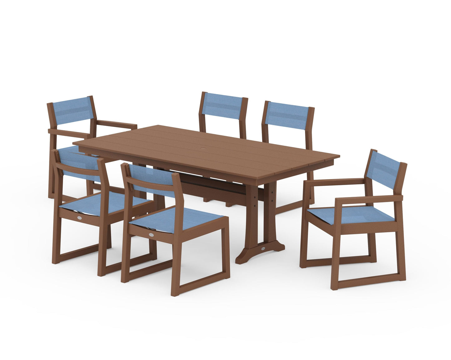 EDGE Sling 7-Piece Farmhouse Trestle Dining Set