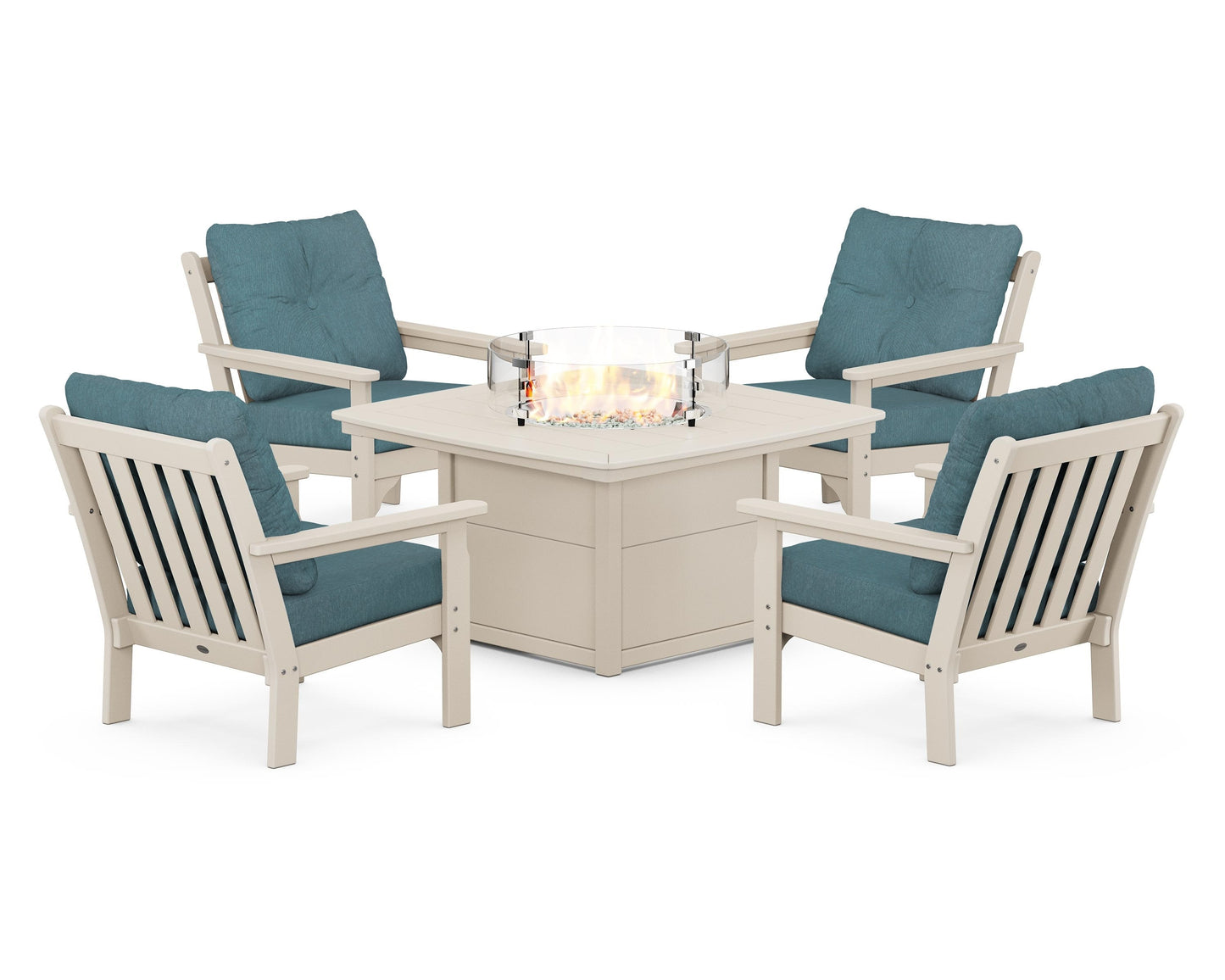 Vineyard 5-Piece Conversation Set with Fire Pit Table