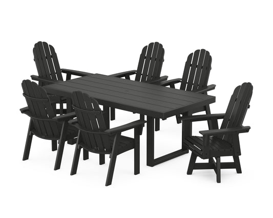 Vineyard Curveback Adirondack Swivel Chair 7-Piece Dining Set