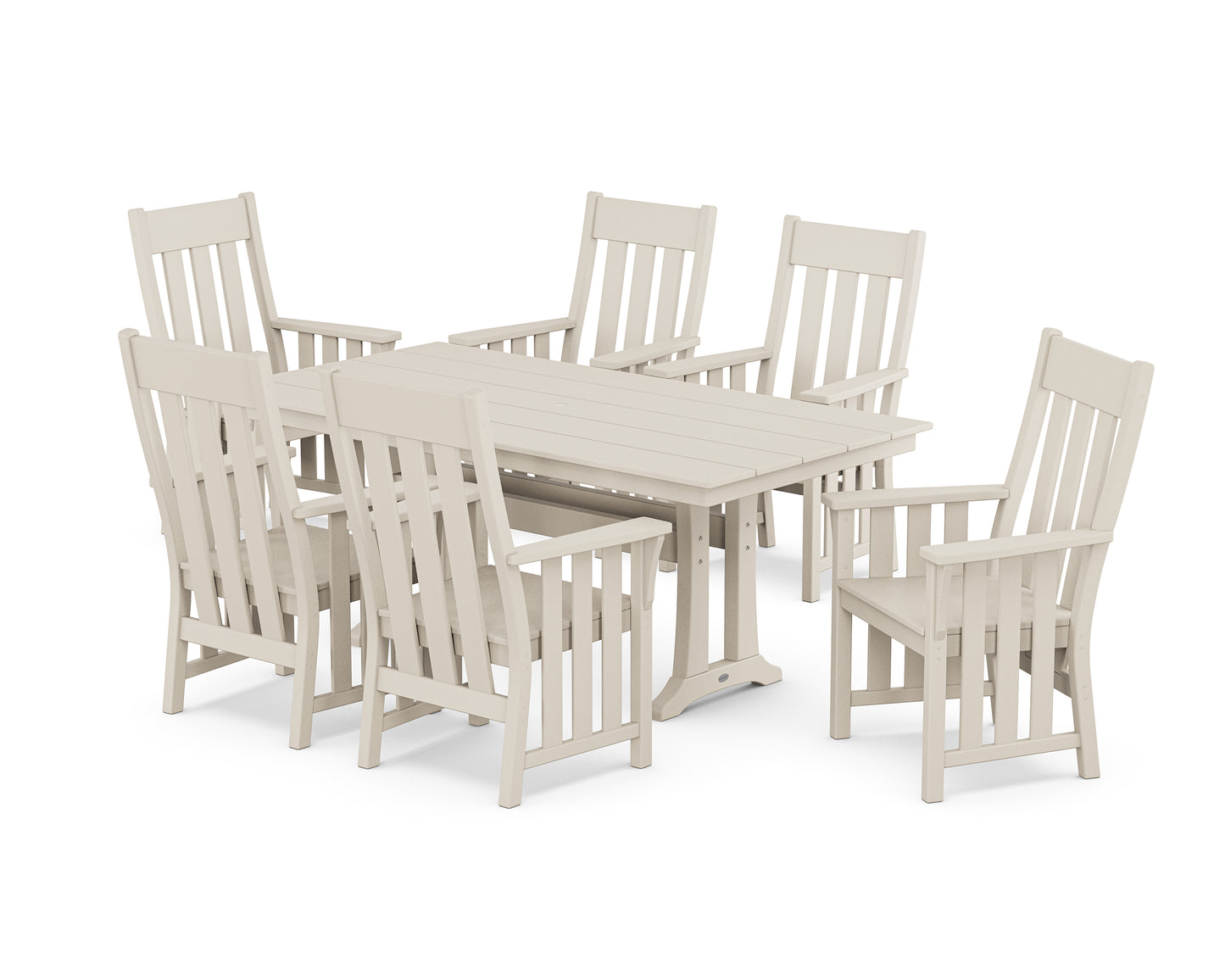 Acadia Arm Chair 7-Piece Farmhouse Dining Set with Trestle Legs